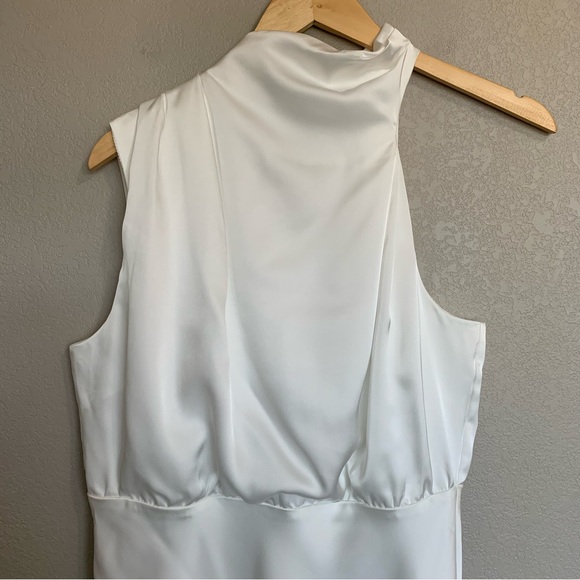 Lulus Distinctive Charm White Satin Asymmetrical Midi Dress Size Large NWT - Picture 5 of 17